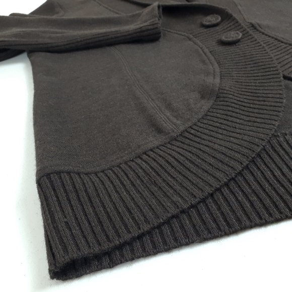 Brown Wool Double Collar Cocoon Cardigan - Picture 5 of 13